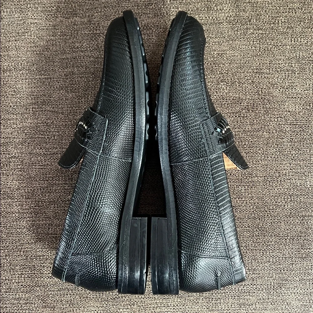 New Brioso Frisco Lizard Embossed Leather Comfort Loafers Women’s Size 6.5 Black